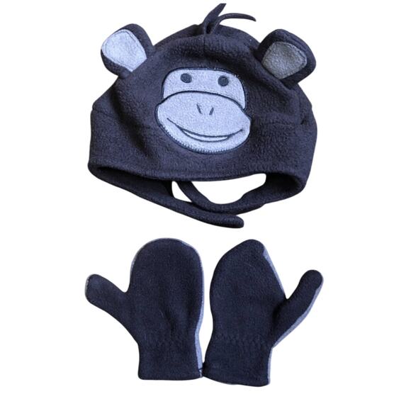 LLBean Brown Monkey Hat And Gloves 12-24m - Picture 1 of 1